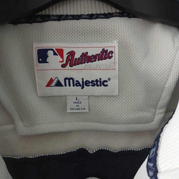 Vintage Majestic MLB NY Yankees Size Large Full Zip Warm up Jacket Logo Striped - Picture 6 of 16